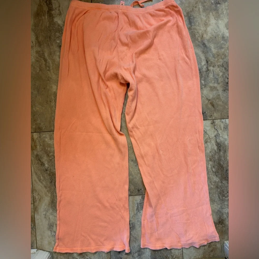 SKIMS Waffle Knit Straight Leg Loose Fit Cotton Pants In Coral Women’s Size 2X - Picture 5 of 7